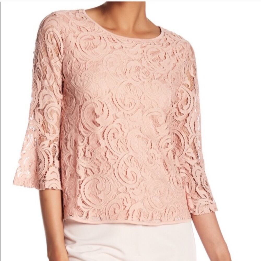 Adrianna Papell lace top 3/4 length sleeves - Picture 1 of 12